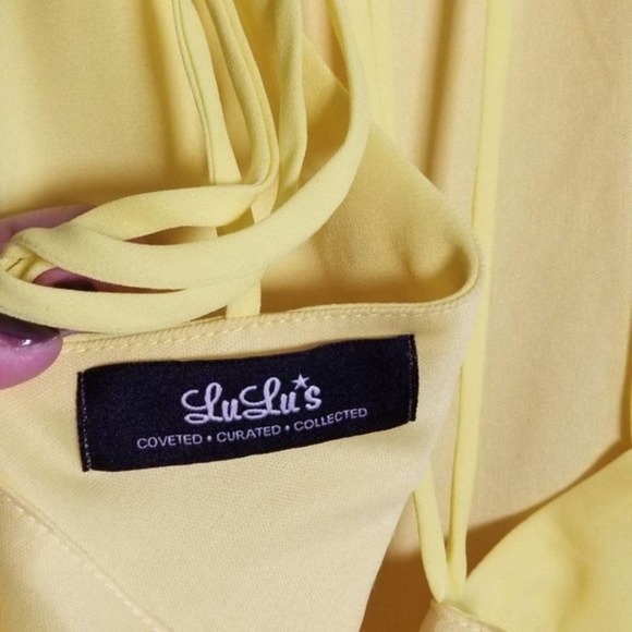Lulu's Women's Strappy Together Yellow Backless Fit & Flare Mini Dress Size S - Picture 4 of 6
